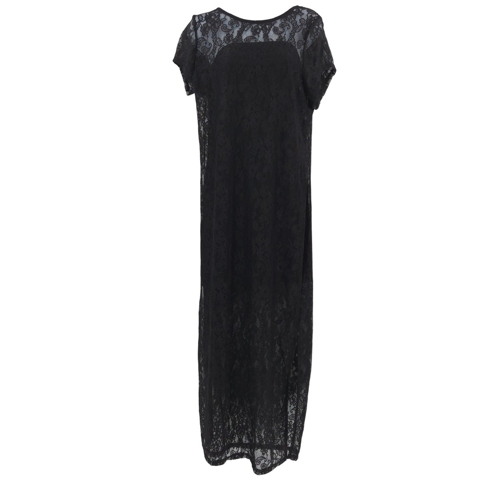 City Chic Cassie Lace Maxi Dress Women S Black Lace Short Sleeve Formal Goth